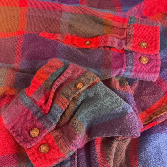 Women’s Scotch L.L. Bean flannel plus size 3x red neon olive green - Picture 6 of 6